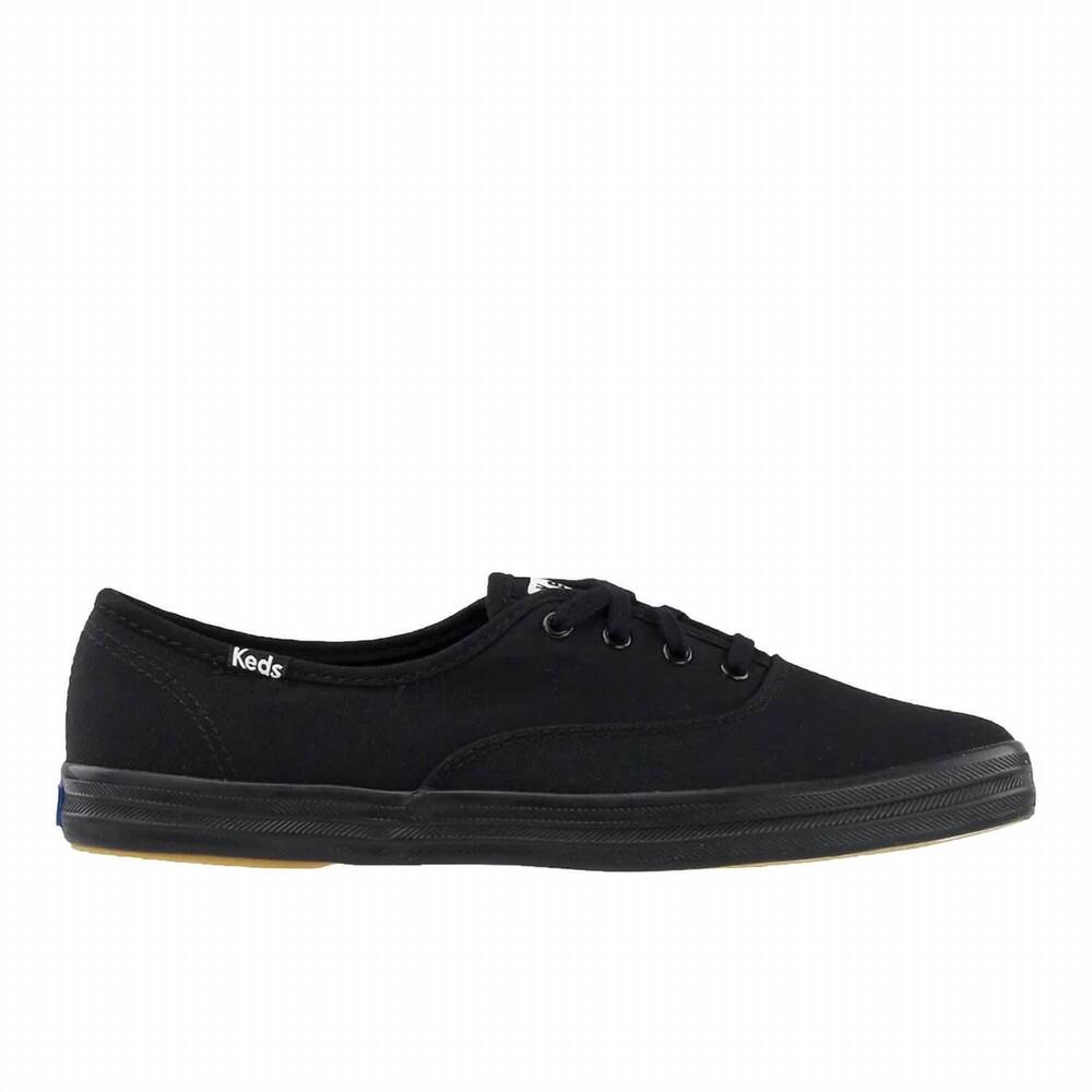 NEW KEDS women's champion lace up sneakers in all black canvas